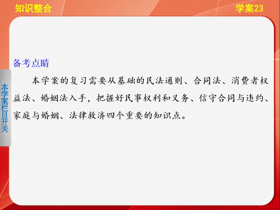 高三政治二轮专题复习学案课件：专题5 学案23 生活中的法律常识_第3页